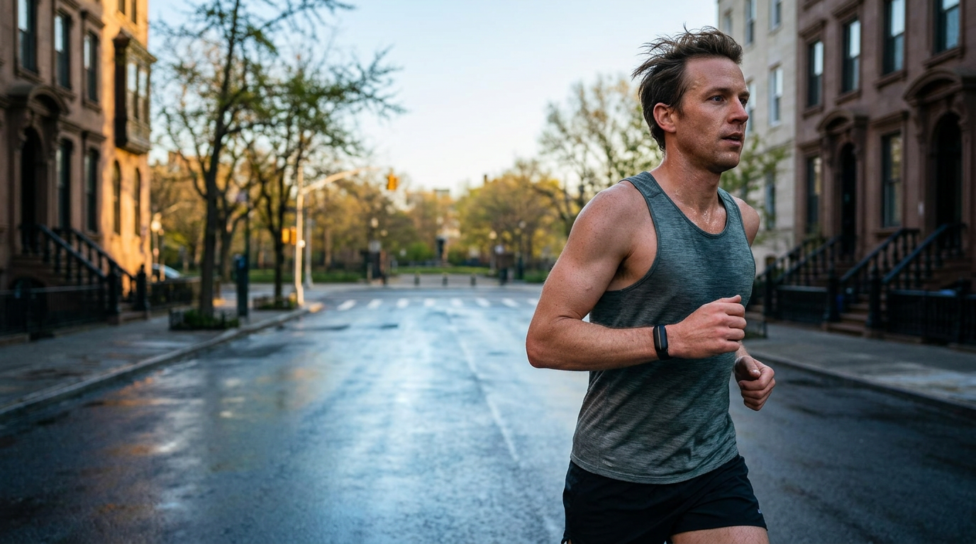 Runner wearing ARC Band on an early morning street